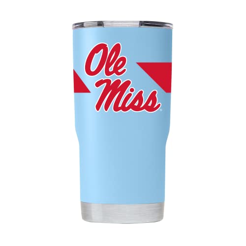 Gametime Sidekicks Ole Miss 20oz Light Blue Tumbler - Officially Licensed, 18/8 Stainless Steel, Double-walled, Vacuum-insulated, UV LED Printed Logos, Sweatless, Stays Hot/Cold - 360 Wrap