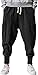 Pengfei Men's Joggers Pants Drawstring Elastic Pockets, Black, Medium