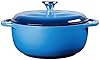 Lodge 4.5 Quart Enameled Cast Iron Dutch Oven with Lid – Dual Handles – Oven Safe up to 500° F or on Stovetop - Use to Marinate, Cook, Bake, Refrigerate and Serve – Caribbean Blue #1