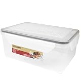 Fackelmann Contenitore Ermetico Rettangolare 3600ml - Maxi Formato per Conservazione Cibi - Frigo, Freezer, Microonde, Lavastoviglie - Trasparente, 4 Clip, Coperchio Anti-Scivolo