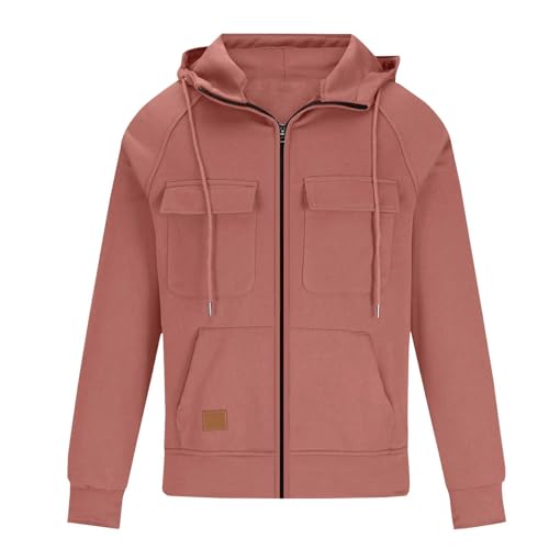 Sudaderas sólidas de combate con capucha y cremallera para hombre moderno 3