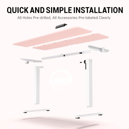 Image of Veken 55 Inch Large Electric Standing Desk, 4 Memory Heights Adjustable,Sit to Stand Up, Work Home Office Computer Table for Study, Walking Pad, Writing, and Games, Wooden Desktop Desks, Pink