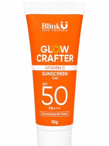 Image of BlinkU Sunscreen SPF 50 PA+++ Glow Crafter with Vitamin-C UVA /B & Blue Light Protection for All Skin Types 10g