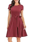 Dresstells Damen 1950er Rockabilly Petticoat Kleid Festliches Partykleid mit Gurtel,2021 Neue Modebewusstsein.