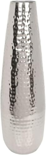 Image of Hosley 16.5 Inch High Hammered Nickel Plated Decorative Flower Vase /Metal Flower Vase for Home Decoration, Elegant Centerpiece for Floral Arrangements and Statement Home Decor Silver, Pack of 1