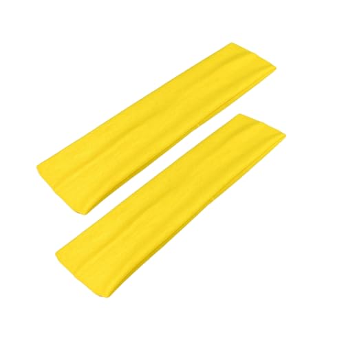 WESTEND CHOICE 5cm Wide Headbands 2 Pack Plain Stretchy Kylie Head Band Bandeau Unisex Headbands for Women & men Soft Hair Band Gym Exercise Yoga Headband (Yellow)