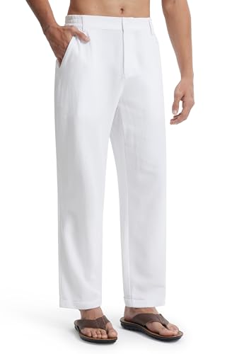 Libin Men's Linen Pants Elastic Waist Lightweight Casual Pants Comfy Summer Beach Travel Lounge Trousers with Pockets3