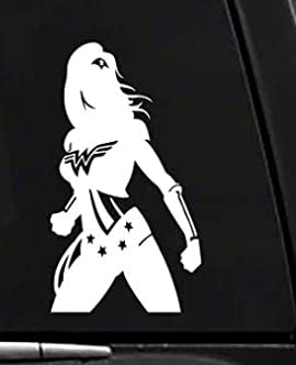 Wonder Woman 3 - Comics - Superhero - Vinyl Vehicle Sticker | Car | Trunk | Motorcycle | Tablet | Any Smooth Surface (White) 5.5 in x 3 in