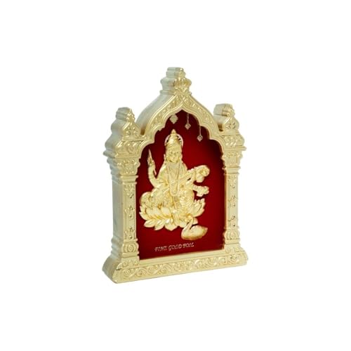 Image of EKA Temple Series Saraswati Maa Tabletop|Gold Foil Goddess Saraswati |Showpiece for Study Table, Home Temple & Office Decor|Ideal Gift for, Festivals & Housewarming- 9cm x 4cm x 11cm