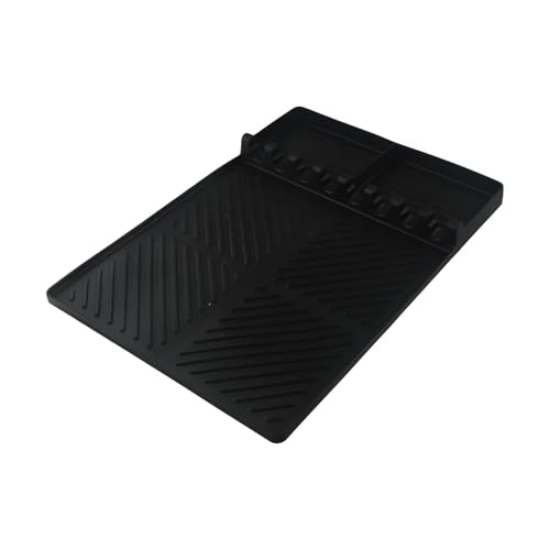 FUANA Tapis de cuisson en silicone pour barbecue extérieur, résistant à la chaleur avec 8 emplacements, tapis de protection anti-goutte pour spatule et accessoires de barbecue, noir et noir 295 x 405