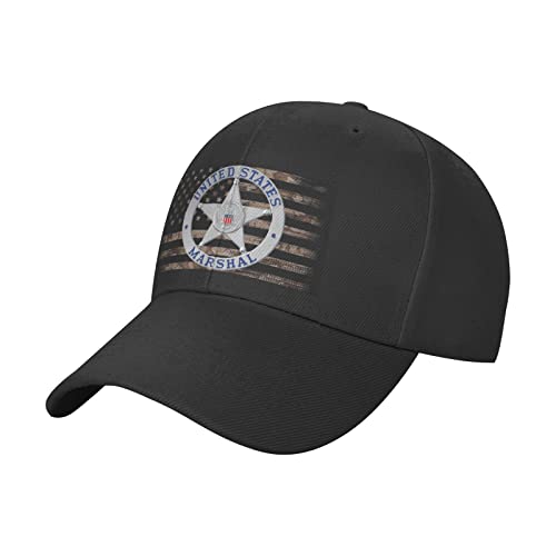 US Marshal Badge Adjustable Cotton Peaked Cap Available for Men Women Black