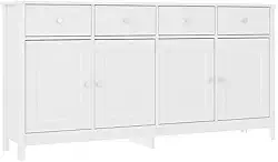Aparador Buffet Ditália 4 Portas 4 gavetas R-626 Branco