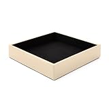 Eglooh - Minerva - Vide Poche Cuir Beige - Organiseur de Bureau Design Moderne - Plateau de Rangement pour Clés, Pièces de Monnaie, Bijoux - cm 16,5 x 16,5 - Made in Italy