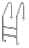 Con anclajes y tapetas Productos QP - Escalera de Piscina 2 peldaños, Escalera Estándar, Escalera de Acero Inoxidable, con Anclajes y Tapetas, Ancho Escalera 500mm