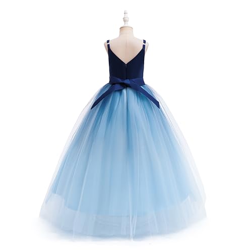 Image of Glamulice Flower Girls Spaghetti Strap Tulle Dress Long A Line Wedding Pageant Dresses Princess Birthday Party Ball Gown