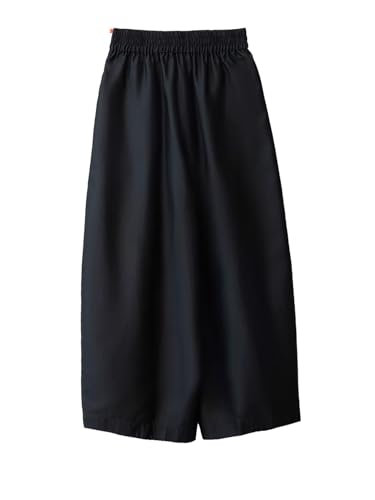 Sarouel en laine et soie confortable noir pantalon fluide taille élastique
