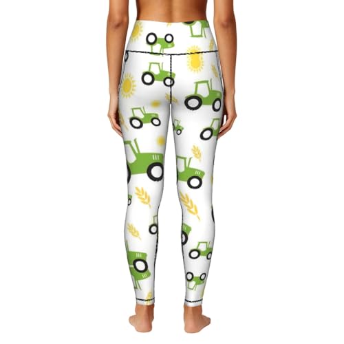 Leggings de moda con bolsillos con estampado de tractor Farming cómodos para mujer 4