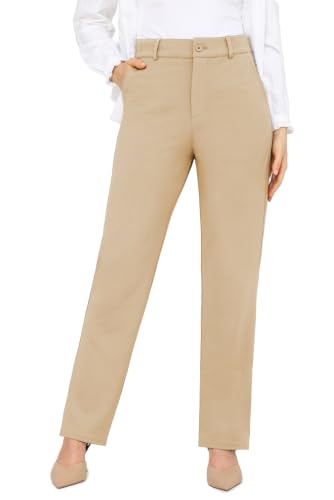 Image of Bamans Dress Pants Women Work Business Office Straight Leg Slacks