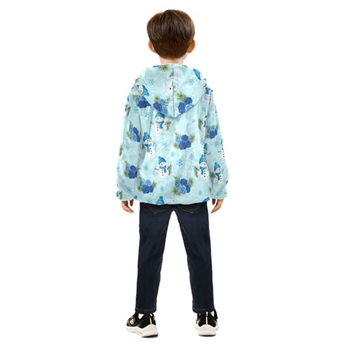 CHIFIGNO Snowmen Blue Flowers Toddler Boy Winter Jacket Soft Winter Coats for Toddler 3T4
