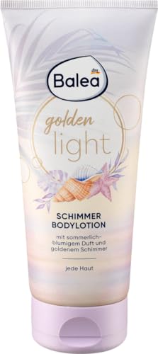 Balea 3er-Set Schimmerlotion: Körperlotion Bloomy Paradise sommerlich-exotischer Duft, Hibiskus-Extrakt, goldener Glow, 200 ml + Lotion Golden Light Körperlotion mit Goldschimmer, 2 x 200 ml (600 ml) – Bild 7