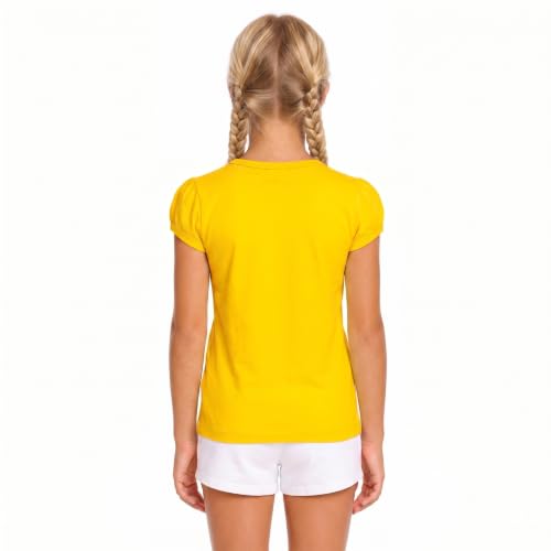Image of Lilax Girls Short Puff Sleeve Cotton T-Shirt, Toddler & Little Girls Top | 95% Cotton Puff Sleeve Tee; Crewneck, Short Sleeve; Toddler & Girls Sizes 2T-12; for School, Play & Everyday; Machine Wash