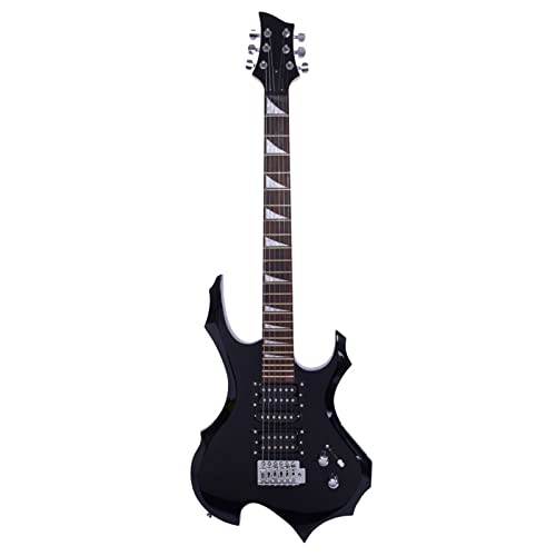 JASOYA Novice Flame Shaped Electric Guitar, Fire Style Electric Guitar,Equipped with tremolo bridge system,Black