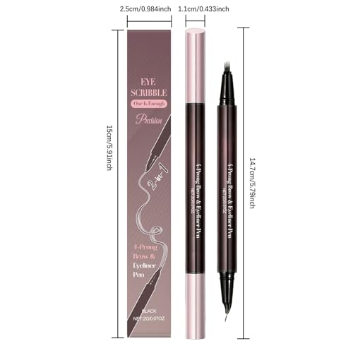 Brow Pen - 2-In-1 Double Ended Liner | Eye Pencil for Beauty Makeup Women Girl Dating Party Gathering, Precise Brow Shaping and Smooth Eyeliner with Long-Lasting Wear – Image 3