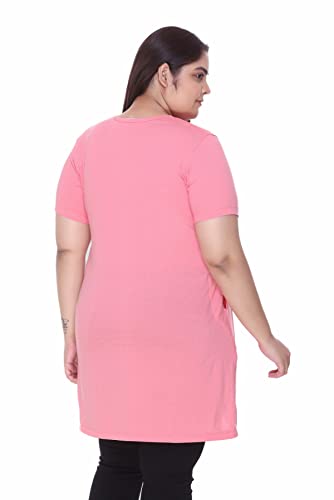Image of CUPID Women's Cotton Round Neck Half Sleeves Regular Fit Long Tops, Night n Sleep Wear, Daily Use Gym n Lounge Wear T Shirt with Pocket L to XXL