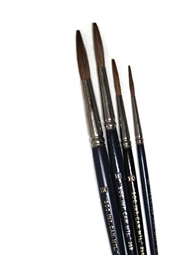 Set of 4pc Signwriter Lettering Brush Round with Straight Edge, Sabeline Hair #6-10-16-20