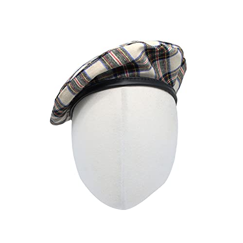 Withmoons Cotton Plaid Beret Hat Tartan Check French Beanie Cap Yzf0083 (Ivory) #TOP1