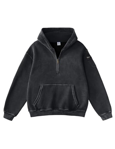 FAIABLE Mens Hoodies Fleece Fall Fashion Outfits Half Zip Sweatshirts Winter Jackets Oversized Pullover Tops Clothes 2025