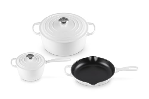 Image of Le Creuset Enameled Cast Iron Signature Cookware Set, 5 pc, White