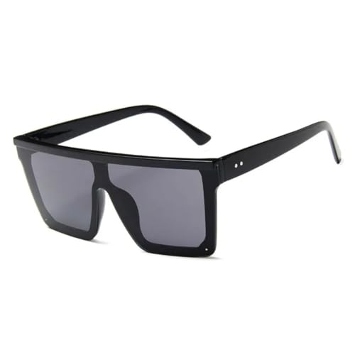 PYYLTTP Gafas de sol vintage de gran tamaño de una pieza para mujer, con espejo, para conducir al aire libre, para playa (negro y gris)