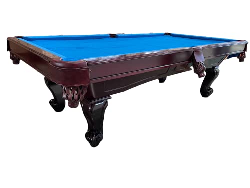 8 Ft. Billardtisch Tunierpoolbillard Poolbillard Modell Webster Nr.32 Farbe: Mahagoni Tuchfarbe: Blau Pool Billard mit 3cm starken Schieferplatten Maß:254x142cm