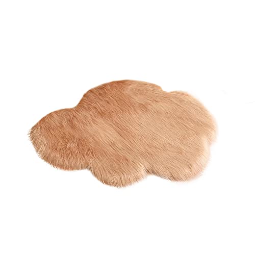 Kikon 洗える ラグマット カーペット オールシーズン シャギーラグ 絨毯 滑り止め付 冬用 夏用 床暖房対応 雲の模様 カ—キ