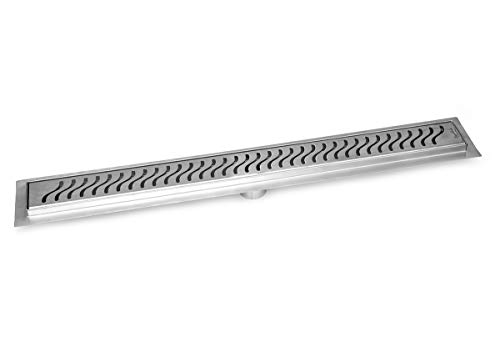 Royal Linear Shower Drain Stainless Steel Ocean Wave By Serene Steam 16