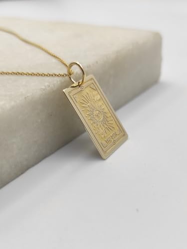 Cadena de 45 cm con dije de tarot de sol rectangular en plata de ley 925 para mujer 2