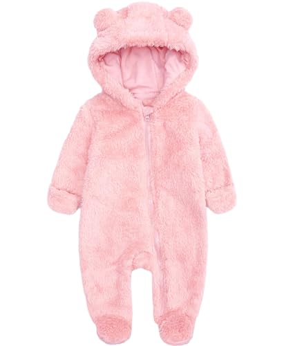 Image of Newborn Baby Romper Fleece Onesie Jumpsuit Toddler Warm Hooded Outwear Outfits for Infant