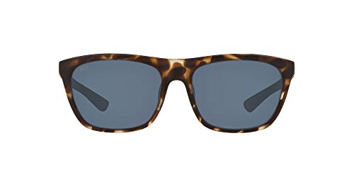 Costa Del Mar Women's Cheeca Rectangular Sunglasses, Matte Shadow Tortoise/Grey Polarized, 57 mm