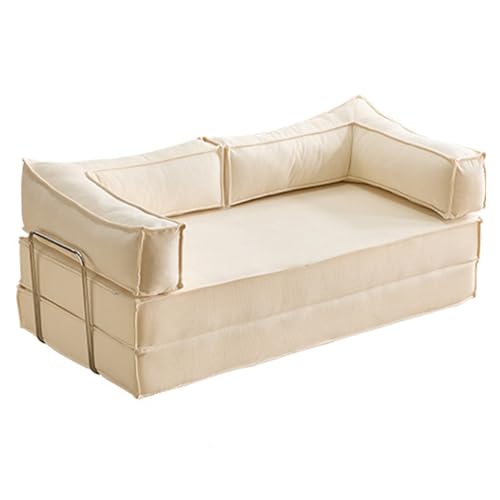 LZTET Sofá Cama Plegable,Convertible 2 En 1,Sofá Plegable con Almohadas,CóModa Y PortáTil,ExtraíBle Lavable,Ideal para Sala De Estar Dormitorio(150cm,Off-White)
