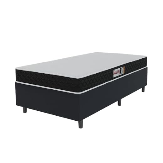 Cama Box Colchão Solteiro Espuma D20 Malibu 78x188x50cm Preto/Branco Hellen