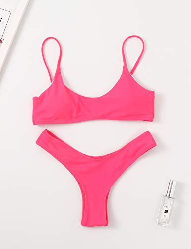 Womens Swimsuits 2 Pcs Brazilian Top Thong Bikini Set High Waisted Bathing Suits for Women