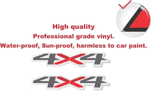 Image of Set of 2 PCS 4x4 Decals Stickers Compatible with 2014-2018 Chevy Silverado Sierra Truck Pickup Bedside,Truck Emblems, Auto Decoration Accessories Emblem (Gray /Red Slim)