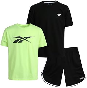 Reebok Boys&#39; Active Shorts Set - 3 Piece Performance T-Shirt, Tank Top, and Shorts - Athletic Clothing Set for Boys (8-12)