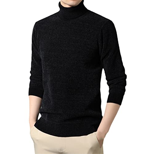 Pull col roulé homme polaire chaud et épais noir grande taille