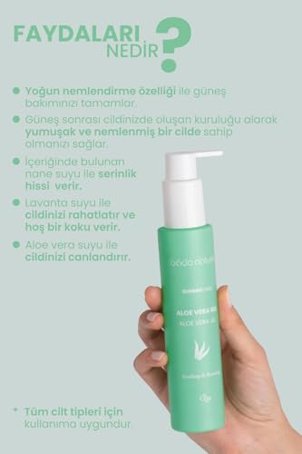 Image of Bade Natural Aloe Vera After Sun Gel - Hydrating & Cooling Gel for Face and Body with Lavender and Mint Water - Soothes, Moisturizes, and Refreshes - 3.38 fl oz