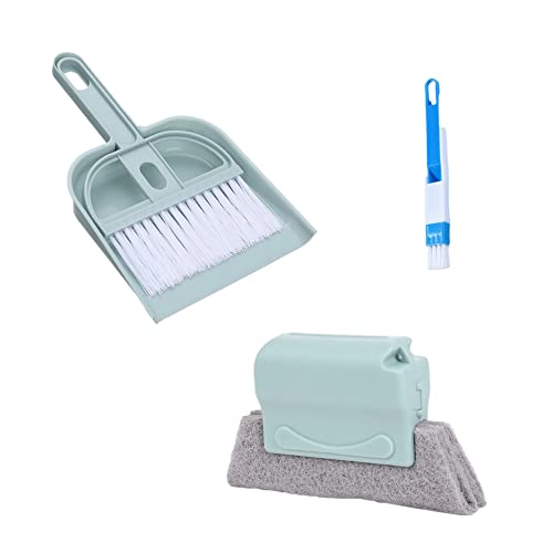 Lot de 3 brosses de nettoyage multifonctions pour la maison, mini balai et pelle à poussière, convient pour les fentes de porte et de fenêtre et brosses de nettoyage pour barbecue extérieur