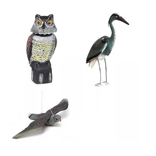 Burakh Hawk Owl & Heron Decoy Bird Pest Deterrent Cat Repeller Pond Scarer Ornaments | Bird Repellent | Flying Falcon Decoy | Control Cat Bird Repeller (Hawk Falcon) - 9