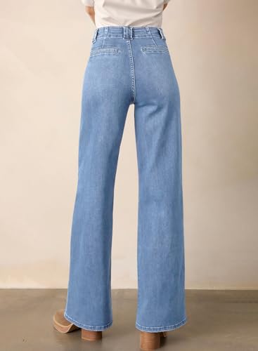 Astylish Women‘s High Waisted Straight Leg Jeans Stretchy Wide Leg Jeans Trendy Denim Pants3