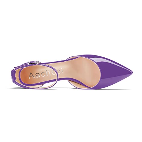 Image of Aachcol Women Kitten Low Heel Ankle Strap Pumps Pointed Toe Sandals Dress Shoes Party Office Wedding 1.5 Inch